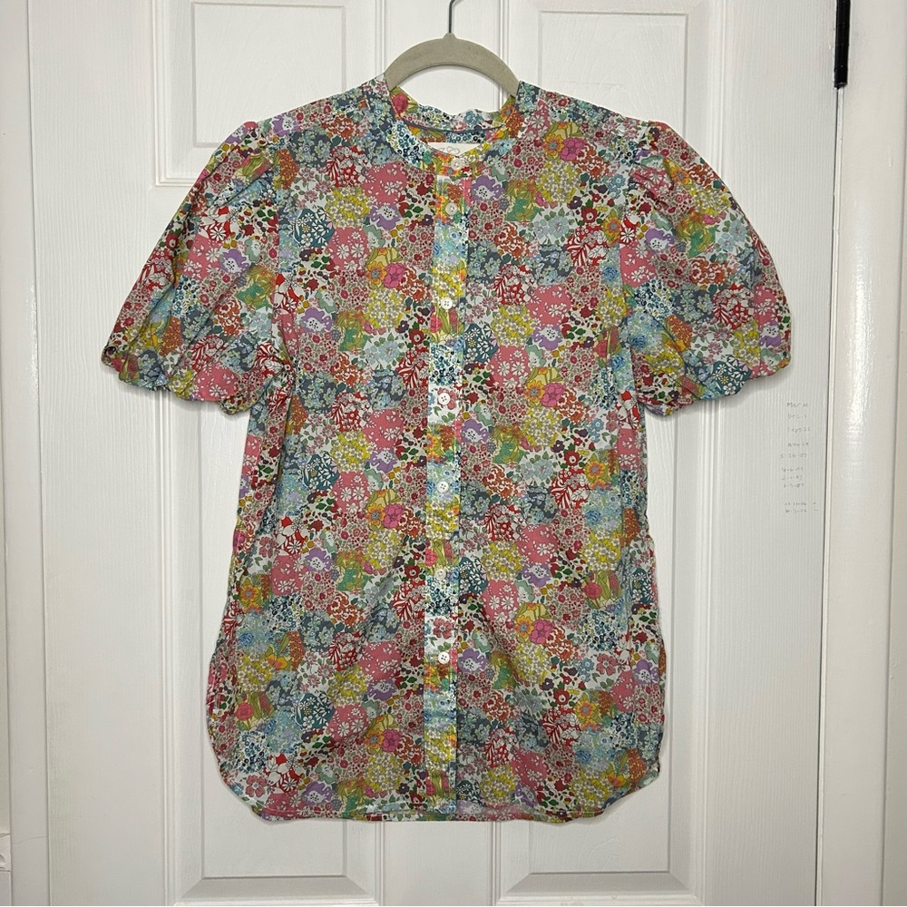 J Crew Classic Fit Short Puff Sleeve Top in Liberty Patchwork Dream Floral - Picture 3 of 12